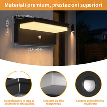 Carica l'immagine nel visualizzatore di Gallery, Lampada solare da esterno con rilevatore di movimento, 4 modalità di illuminazione solare LED, impermeabile IP65, 3000 K