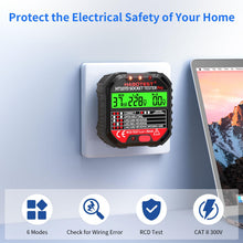 Carica l'immagine nel visualizzatore di Gallery, Tester de Prese Elettriche, Tester per Circuiti Elettrici con Test RCD e Display LCD, Rilevatore Cavi Elettrici 6 tipi d