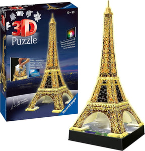 Ravensburger - Puzzle 3D, Tour Eiffel Night Edition con Luce, Parigi, per Adulti e Bambini 10+ Anni, Idea Regalo, 226 Pezzi