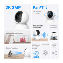 Carica l'immagine nel visualizzatore di Gallery, Tapo C21A 2K 3MP Telecamera WiFi Interno Videocamera Sorveglianza