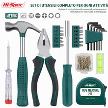 Carica l'immagine nel visualizzatore di Gallery, Hi-Spec Set Attrezzi Compatto per Casa e Ufficio, Riparazioni Base, Verde