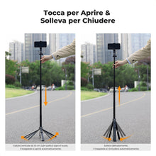 Carica l'immagine nel visualizzatore di Gallery, K&amp;F CONCEPT Treppiede Magnetico, 3-in-1 Selfie Stick Magnetico+Clip+1/4"