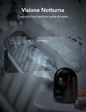 Carica l'immagine nel visualizzatore di Gallery, GNCC 2K Telecamera WiFi Interno 2.4/5GHz Visione Notturna Nero(Pack da 1)