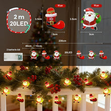 Carica l'immagine nel visualizzatore di Gallery, Stringa natalizia 2,3 metri 20 LED Bianco caldo Babbo Natale con timer Le luci natalizie per interni sono perfette per f