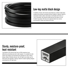 Carica l'immagine nel visualizzatore di Gallery, Profilo LED in silicone nero, 5 m, pannello acustico, striscia LED flessibile IP65, impermeabile, diffusore a canale, pr