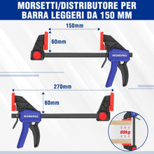 Carica l'immagine nel visualizzatore di Gallery, WORKPRO Set di Morsettottotti da Falegname a 4 Pezzi 120mm/150mm