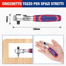 Carica l'immagine nel visualizzatore di Gallery, WORKPRO Set di Punte e Bussole da 42 Pezzi, Chiave a Cricchetto Compatta da 1/4" con Portapunte Magnetico a Cambio Rapid
