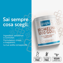 Carica l'immagine nel visualizzatore di Gallery, Bromelina 5000 GDU/g 1200 mg con Tarassaco Drenante PiùLife, 180 Capsule