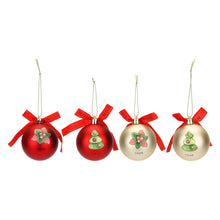 Carica l'immagine nel visualizzatore di Gallery, THUN Set 4 Palline in Poliestere Rosso e Oro per Albero di Natale - Versione Piccola, Collezione Decorazioni, Idea Regalo, Ø 6 cm