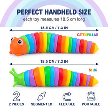 Carica l'immagine nel visualizzatore di Gallery, 2 Pezzi Fidget Toy Lumaca e Bruco Antistress, Giocattolo Sensoriale Flessibile 3D per Bambini e Adulti, Ideale per ADHD 