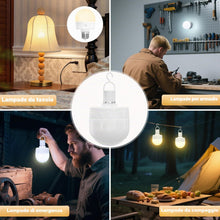 Carica l'immagine nel visualizzatore di Gallery, Lampadina ricaricabile E27 con telecomando, batteria ricaricabile USB C con batteria da 2200 mAh gancio magnetico a batt
