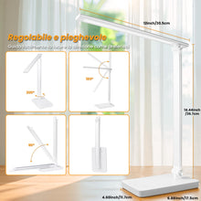 Carica l'immagine nel visualizzatore di Gallery, Akynite Lampada da Scrivania LED con Porta USB C, Adattatore 2A incluso, 5 Colori 10 Luminosità, 45Min Timer Touch Contr