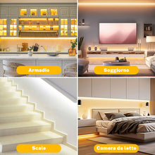Carica l'immagine nel visualizzatore di Gallery, Gliztech 5M Striscia LED COB Bianca Compatibile con Bluetooth, da 3000k a 6500k Striscia Led 24V Dimmerabile, lluminazio