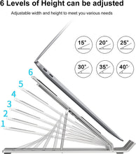 Carica l'immagine nel visualizzatore di Gallery, AiTodos® Supporto pc Portatile, Lega di Alluminio, Leggero, Antiscivolo, Portatile Pieghevole, Supporto per Laptop - Ventilazione e Dissipazione del Calore, Regolazione a 6 Marce - Laptop Stand