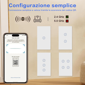 UseeLink Interruttore luce intelligente Matter, interruttore intelligente, interruttore luce Alexa, funziona con Alexa, Apple Home, Google Home e SmartThingss, Richiede Matter Hub (3 Gang)