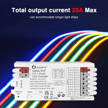 Carica l'immagine nel visualizzatore di Gallery, GLEDOPTO Controller LED ZigBee 3.0 Pro+ 5 in 1 RGBCCT RGBW CCT, 12-24 V 20 A (15 A per canale), dimmer 1-100% senza sfar