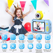 Carica l'immagine nel visualizzatore di Gallery, Macchina Fotografica Bambini, ARNSSIEN Fotocamera Bambini,180 °Flip Len, Fotocamera digitale con schermo IPS da 2,4 pollici,Regalo Bambino e Bambina 3 4 5 6 7 8 9 10 anni,Regalo di Compleanno/Natale