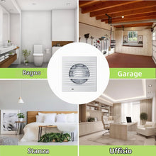Carica l'immagine nel visualizzatore di Gallery, Aspiratore Bagno 100mm Ventola Aspirazione Bagno Silenzioso,12W Estrattore Aria Silenzioso con Valvola Antiritorno, Vent