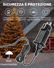 Carica l'immagine nel visualizzatore di Gallery, Trasformatore Luci Natale 31V 12W con Cavo da 5M, LED Alimentatore 15V - 31V Adattatore Luci Natale IP44 con 8 Modalità,