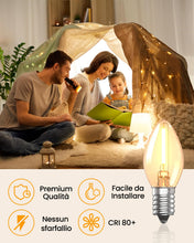 Carica l'immagine nel visualizzatore di Gallery, Luxvista Lampadine LED E14 0,5 W, lampadina notturna C7, lampadina LED Sale 2200 K, ambra bianca calda, Edison Vintage P