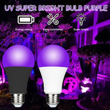 Carica l'immagine nel visualizzatore di Gallery, Lampadina nera UV da 9 W, luce viola, E27 Black Night Light Bulb 395 nm Black Light Light for Body Paint, Children's Bir