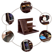 Carica l'immagine nel visualizzatore di Gallery, Regalo Uomo Natale Compleanno, Docking Station per Telefono in Legno, Organizer per Comodino, festa del papa, Regali San Valentino Uomo, Marito, Organizzatore da Ufficio, Accessori da Scrivania