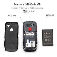 Carica l&#39;immagine nel visualizzatore di Gallery, artfone Telefono Cellulare per Anziani, C1 Senior,Tasti Grandi,Volume alto,Funzione SOS,Chiamata Rapida,1800mAh Batteria di grande capacità,Dual SIM GSM Nero