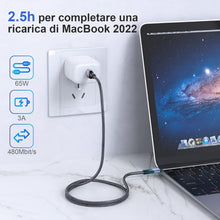 Carica l'immagine nel visualizzatore di Gallery, elzle Cavo USB C,65W Cavo Type C,Cavo USB Type-C Ricarica Rapida,Nylon,2m