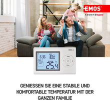 Carica l'immagine nel visualizzatore di Gallery, EMOS - termostato digitale da ambiente con display LCD - cablato programmabile - riscaldamento/raffreddamento - interval