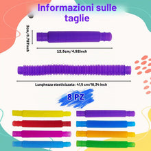 Carica l'immagine nel visualizzatore di Gallery, 8 Pezzi Mini Tubi Pop Giocattolo, Sensoriali Elastico Pop Tubes