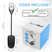 Carica l'immagine nel visualizzatore di Gallery, Puremind Lampada Lettura Luce Rossa con Pinza USB Ricaricabile - Senza Luce Blu + Flicker Free - Collo Flessibile 360º +