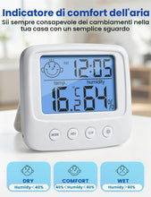 Carica l'immagine nel visualizzatore di Gallery, Igrometro Termometro Digitale, Termometro Ambiente con Livello di Comfort, Monitor di Temperatura e umidità, Termometro 