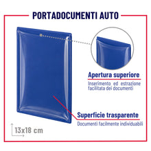 Carica l'immagine nel visualizzatore di Gallery, Portadocumenti Auto - 1x Porta Documenti per Auto e Moto, Blu - Custodia Libretto Circolazione e Assicurazione - PVC Tra