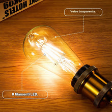 Carica l'immagine nel visualizzatore di Gallery, Lampadine LED Edison 8W,Luce Bianco Neutro 4000K, Lampadina Vintage E27, Dimmerabile, 1100LM, ST64 Trasparente luce natu