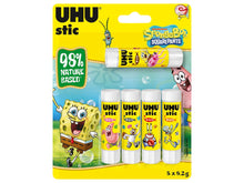 Carica l'immagine nel visualizzatore di Gallery, UHU stic Spongebob, Colla Stick 8,2 g, Edizione Limitata collezionabile, Formula 98% Naturale, Confezione da 5 Pezzi