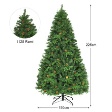 Carica l'immagine nel visualizzatore di Gallery, COSTWAY Albero di Natale 210/225/240 cm, Albero di Natale con 460/540/600 Luci a LED Bianco Caldo, 925/1125/1335 Rami e Pigne, Decorazione Natalizia per Casa e Negozio (225cm)