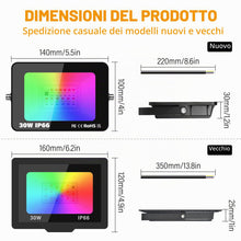 Carica l'immagine nel visualizzatore di Gallery, Willpower Faro LED RGB 30W Faretti LED Esterno con Telecomando Senza Spina
