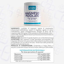 Carica l'immagine nel visualizzatore di Gallery, Magnesio Pidolato Puro 300 mg PiùLife con B1 B5 B6, 180 Capsule