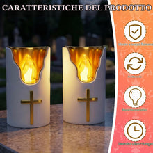 Carica l'immagine nel visualizzatore di Gallery, 2 Pezzi Candele led, Lumini cimitero led batteria per cimiteri e chiese