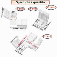 Carica l'immagine nel visualizzatore di Gallery, 40Pcs Connettori Striscia Led Set,Strisce luminose a forma L 2pin,Connettori a T,Connettori Senza fessure per strisce LE