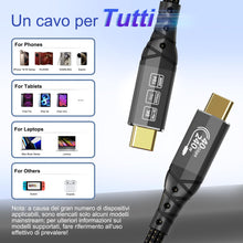 Carica l'immagine nel visualizzatore di Gallery, ZIKNYDO Cavo USB 4 per Thunderbolt 4 cavo 0,5 m, cavo dati USB C 40Gbps, video 8K/4K, PD3.1 240W, USBC Thunderbolt per T