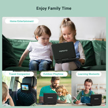 Carica l'immagine nel visualizzatore di Gallery, POFOTO Lettore DVD Portatile 9,5'' con Schermo HD Ruotabile 7,5'', Batteria 4-6 Ore, Supporto Multiformato Dischi/SD/USB, Antiurto, Riproduzione Memoria, Sync TV e Proiettore, con Caricatore per Auto
