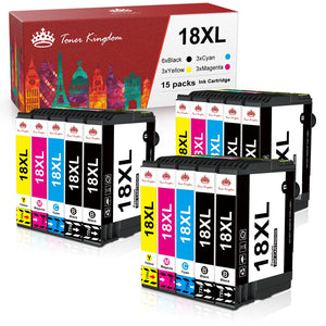 Toner Kingdom 18XL Cartucce d'inchiostro per Epson 18XL 18 XL Compatibile con Epson Expression Home XP-212 XP-322 XP-102 XP-422 XP-225 XP-412 XP-425 XP-312 XP-325 (6 Nero 3 Ciano 3 Magenta 3 Giallo)
