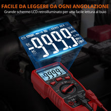 Carica l'immagine nel visualizzatore di Gallery, Proster Multimetro Digitale 6000 Conta 10A 600V TRMS Auto Range con Supporto Posteriore Rilevatore NCV Misuratore di Tensione Corrente DC AC Temperatura Capacità Resistenza Diodo Tester di Continuità
