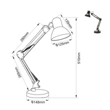 Carica l'immagine nel visualizzatore di Gallery, VELAMP - Lampada da Tavolo con Braccio Regolabile Charleston XL, Lampada da Scrivania Design Moderno, Abat Jour da Comod