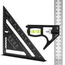 Carica l'immagine nel visualizzatore di Gallery, QWORK® Set Completo Squadre Falegnameria (Kit da 2) con Squadra 185mm in Alluminio e Squadra Combinata 300mm in Acciaio 