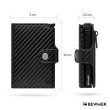 Carica l&#39;immagine nel visualizzatore di Gallery, BEWMER Porta Carte di Credito 2 | Portafoglio Slim da Uomo e Donna con Rfid Protection Anticlonazione | Porta Tessere e Soldi con Portamonete (Nero Carbon)