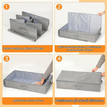 Carica l'immagine nel visualizzatore di Gallery, Romon Scatole per Armadio, 2 Pezzi Contenitori Sottoletto con Cerniera Bidirezionale, Organizzatore per Letto con Coperchio, 50l (76x40x17cm), Piegabile, Per Abiti E Biancheria, Grigio