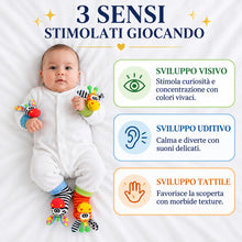 Carica l'immagine nel visualizzatore di Gallery, Sonaglini Sensoriali Montessori, Calzini Sonaglio Mani e Piedi Neonato 0-12 Mesi, Stimola Udito e Coordinazione, Gioco E