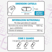 Carica l'immagine nel visualizzatore di Gallery, Bromelina 5000 GDU/g 1200 mg con Tarassaco Drenante PiùLife, 180 Capsule